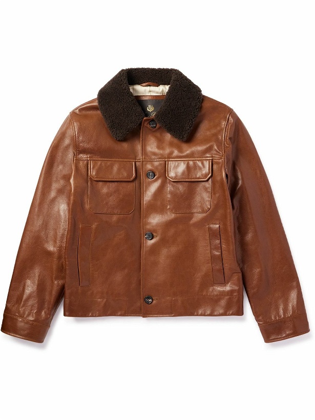 Photo: Loro Piana - Shearling-Trimmed Leather Jacket - Brown