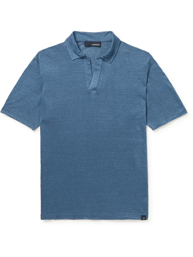 Photo: Lardini - Linen Polo Shirt - Blue