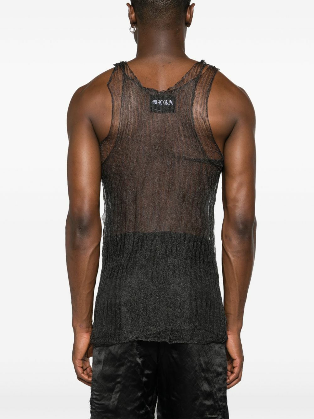 MLGA Black Open-Knit Sheer Tank Top MLGA