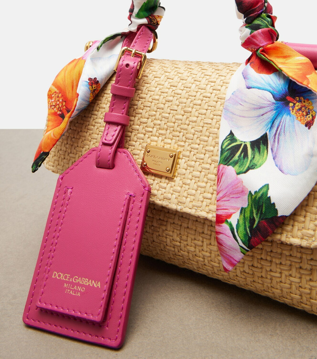 Dolce&Gabbana Sicily Small raffia-effect top-handle bag