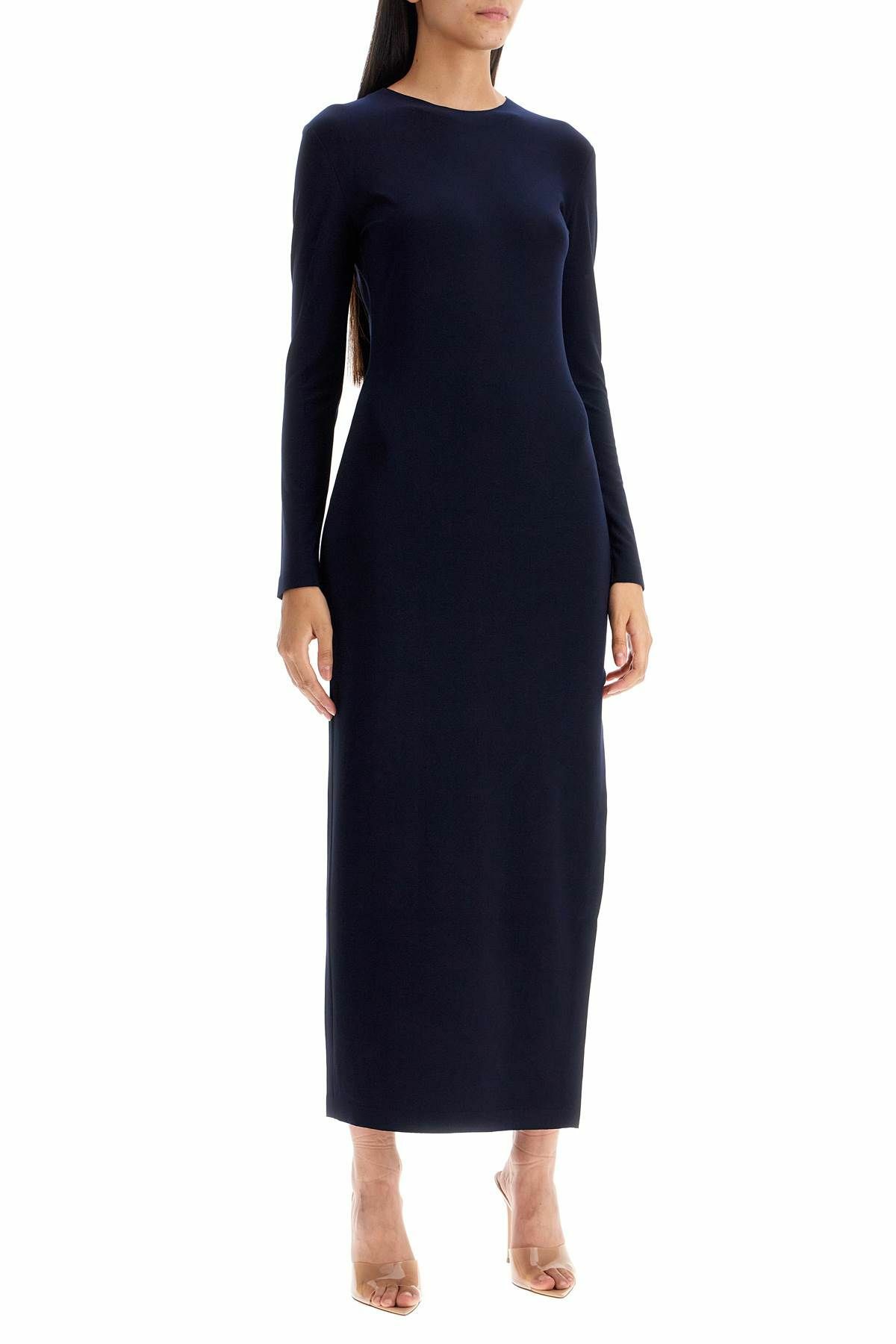 NORMA KAMALI maxi form-fitting dress with side Blue Norma Kamali