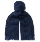 Jupe by Jackie - Awamu Fringed Embroidered Mohair Scarf - Blue