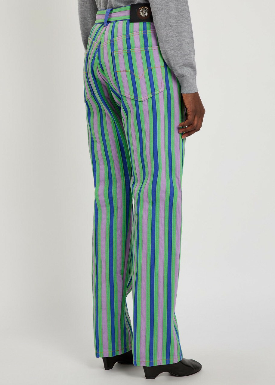 Versace Striped Straight-leg Jeans Blue