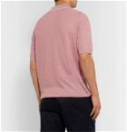Caruso - Contrast-Tipped Knitted Silk and Linen-Blend Polo Shirt - Pink