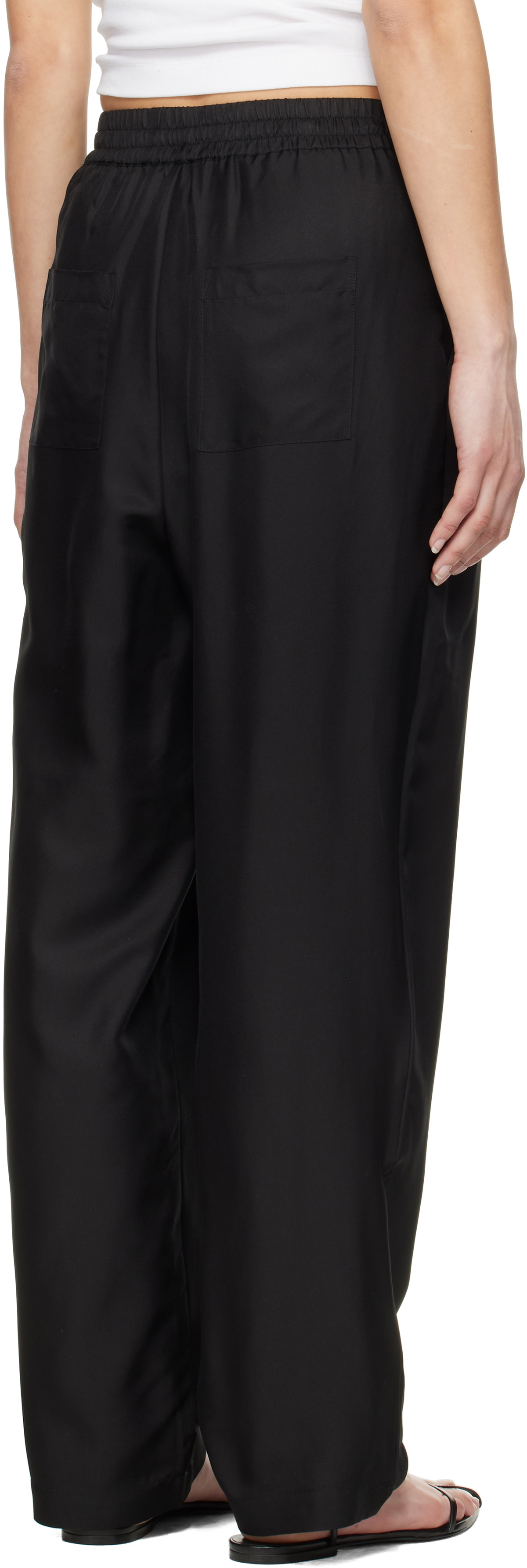 Silk Laundry Black Twill Slouch Lounge Pants