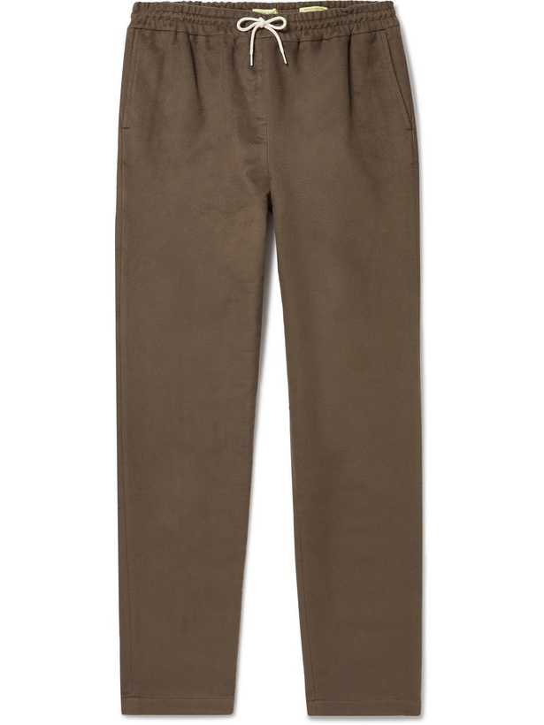 Photo: De Bonne Facture - Straight-Leg Cotton-Moleskin Drawstring Trousers - Brown