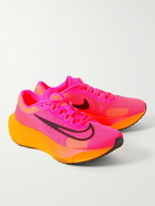 Nike Running - Zoom Fly 5 Rubber-Trimmed Neon Mesh Sneakers - Pink