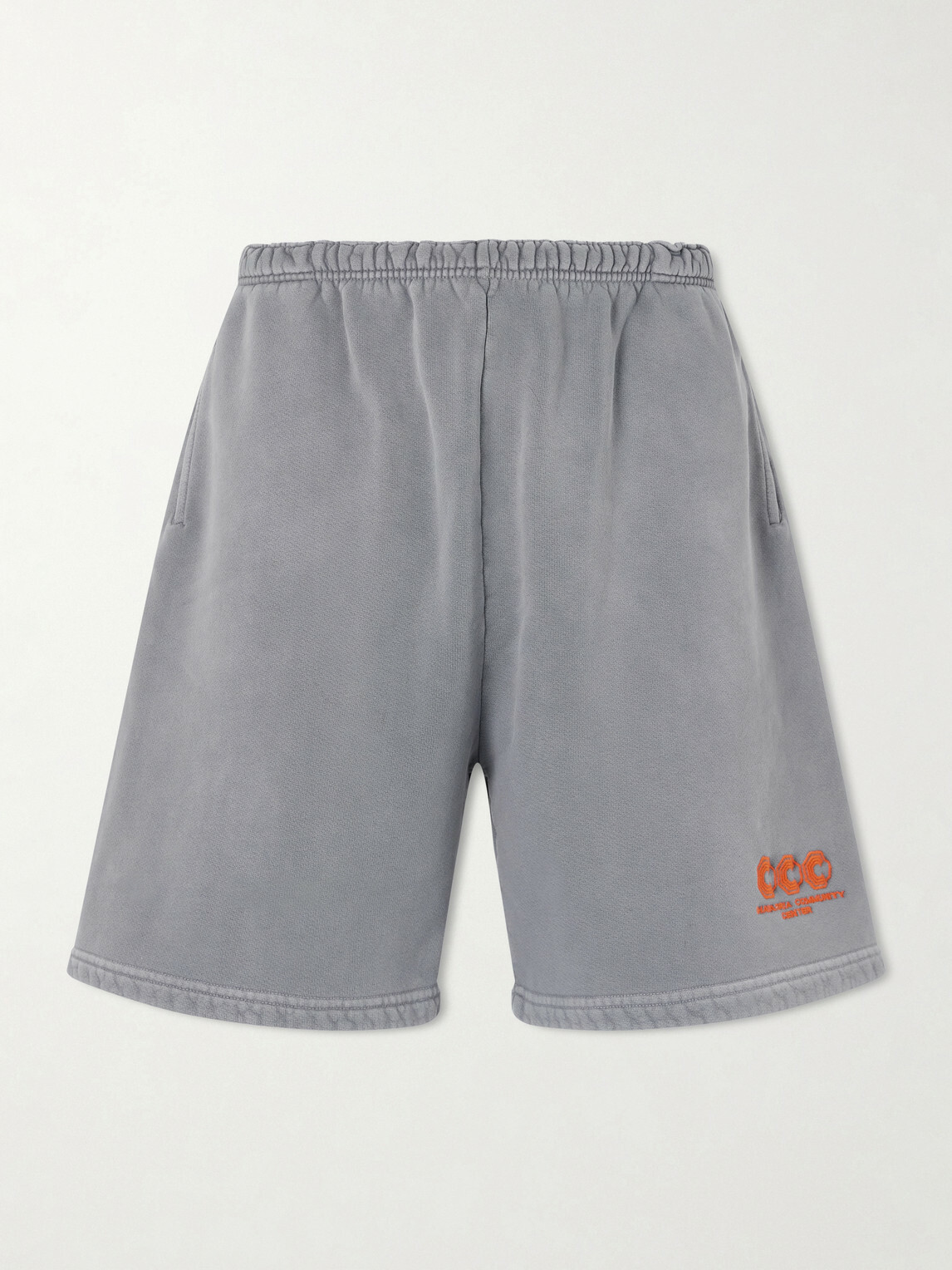 Willy Chavarria - CCC Buffalo Straight-Leg Logo-Embroidered Cotton-Jersey Shorts - Gray