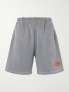 Willy Chavarria - CCC Buffalo Straight-Leg Logo-Embroidered Cotton-Jersey Shorts - Gray
