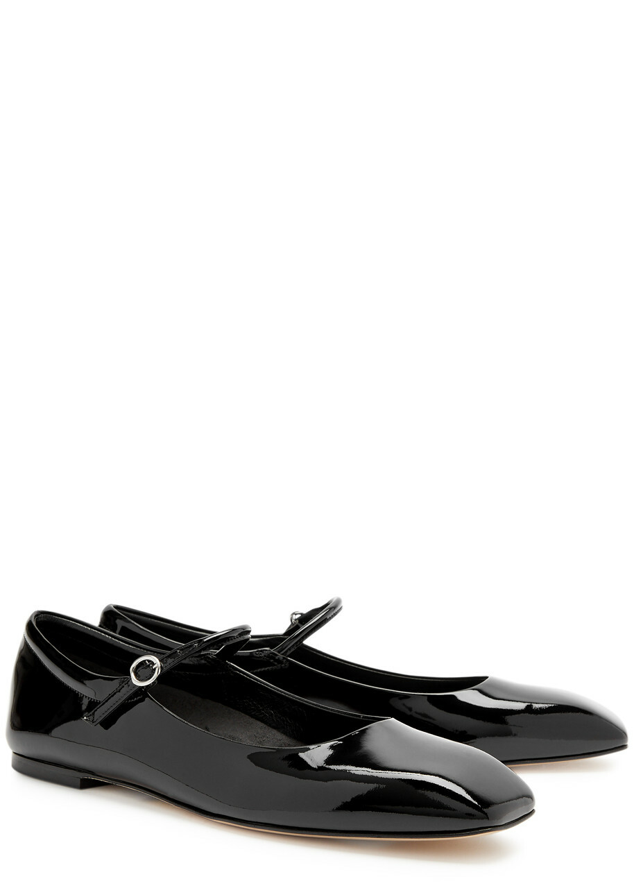 Aeyde Uma Patent Leather Mary Jane Flats Black