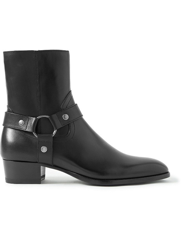 Photo: SAINT LAURENT - Wyatt Buckled Leather Boots - Black