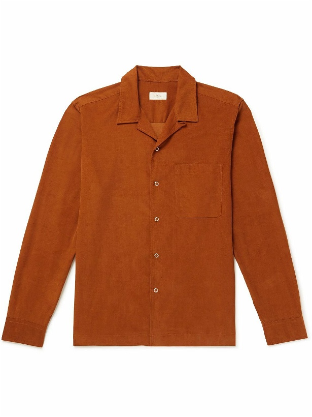 Photo: Altea - Barlow Convertible-Collar Cotton-Corduroy Shirt - Orange