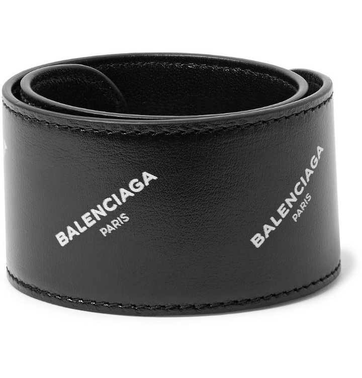 Photo: Balenciaga - Printed Leather Snap Bracelet - Black