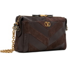 Valentino Garavani Brown Panthea Small Shoulder Chevron Pattern Bag