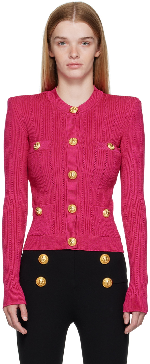 Balmain Pink Button Cardigan