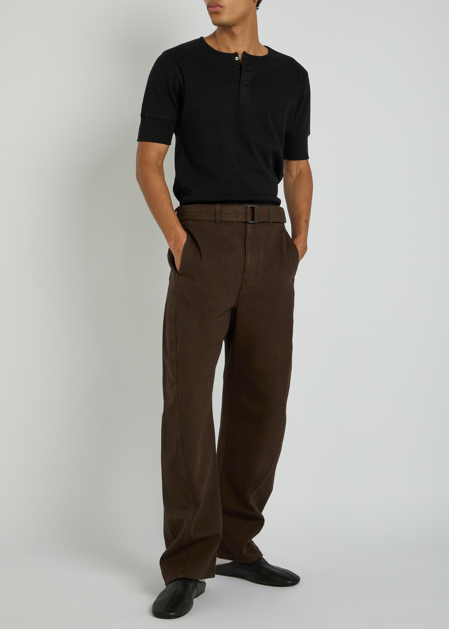 Lemaire Twisted Belted Denim Trousers Brown