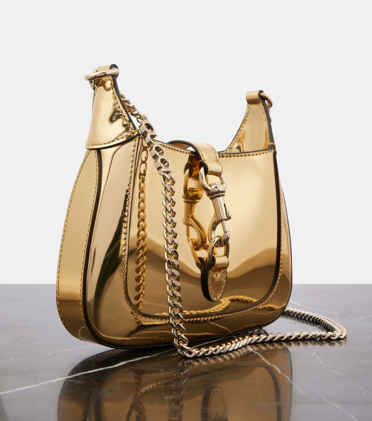 GUCCI ゴールド パーティーバッグ Gucci Gucci Jackie Notte Mini metallic leather crossbody bag Gucci