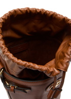 Valentino Garavani Logo-plaque Leather Drawstring Bucket bag - Brown - One Size