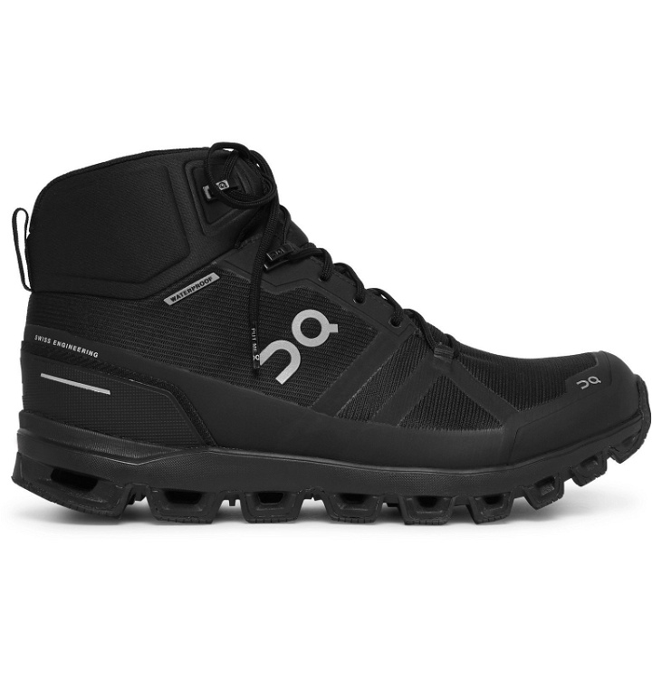 Photo: On - Cloudrock Waterproof Rubber-Trimmed Mesh Boots - Black