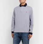Brunello Cucinelli - Striped Mélange Cotton-Blend Jersey Polo Shirt - Gray