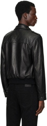 Ernest W. Baker Black Embellished Leather Bomber Jacket