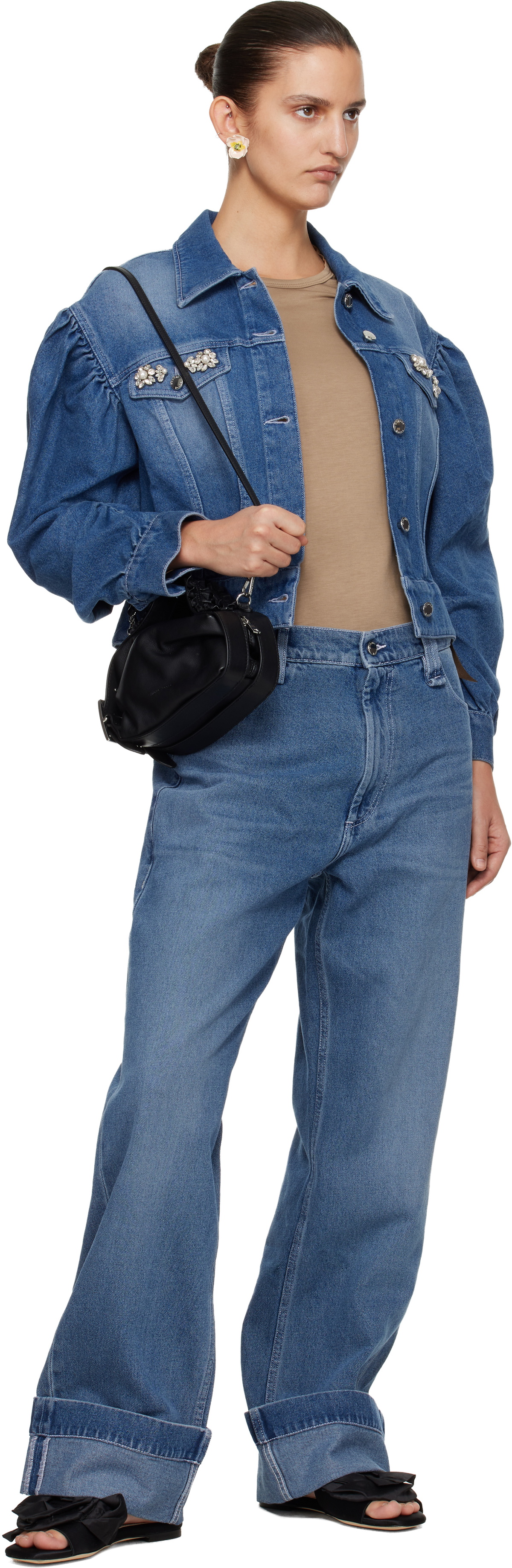 Simone Rocha Black Mini Biker Frill Belt Bag