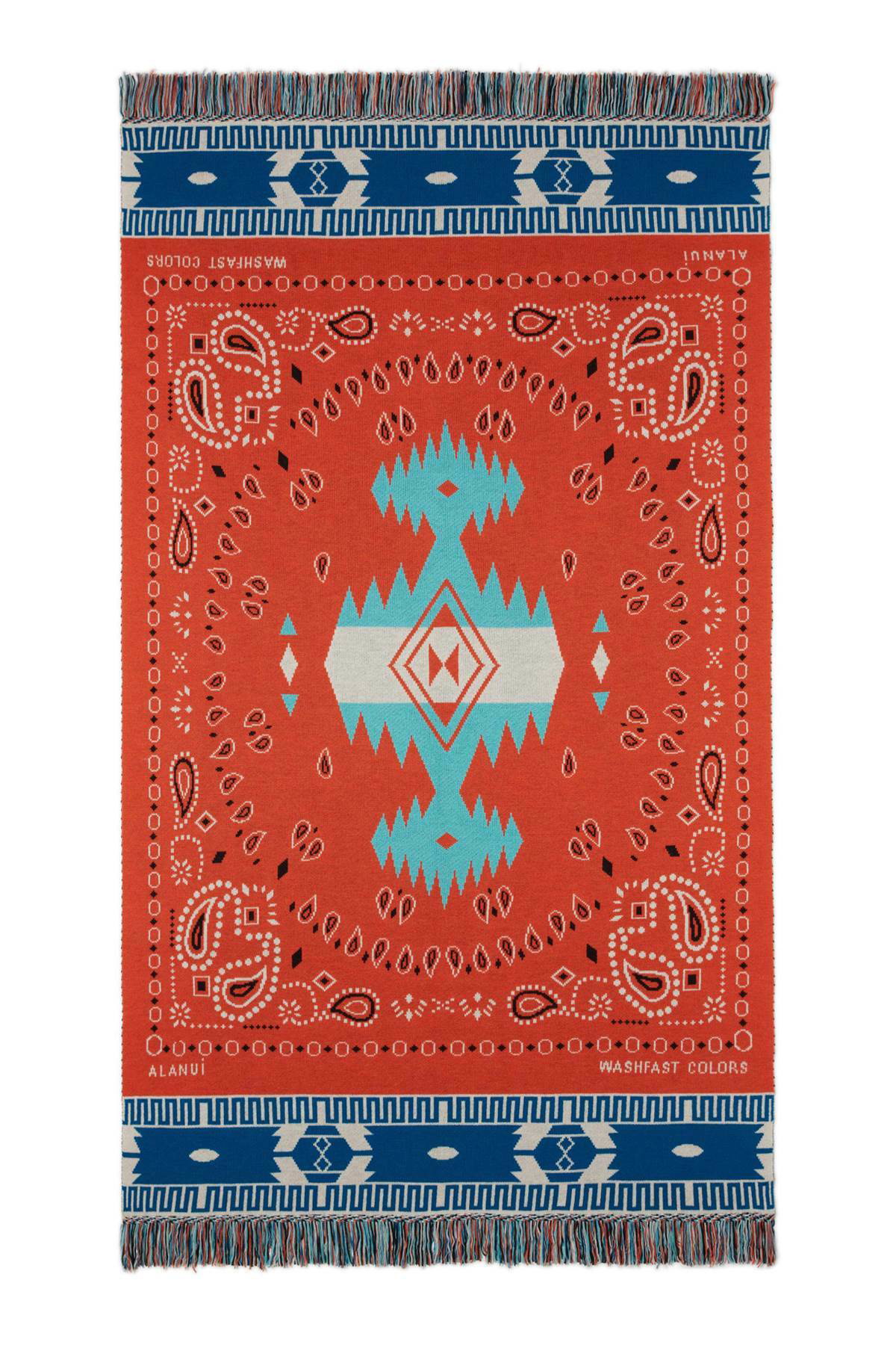 Tシャツ・カットソー ALANUI Embroidered Cashmere Blend Bandana Blanket Bandana Jacquard Blanket in Ivory-Olive | Alanui®