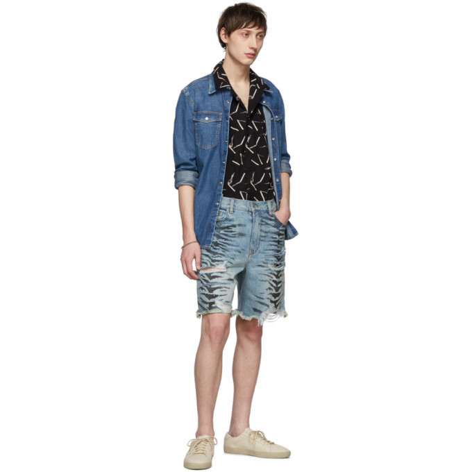 Amiri Indigo Tiger Thrasher Shorts Amiri