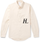 Helmut Lang - Button-Down Collar Logo-Embroidered Cotton-Twill Shirt - Neutrals