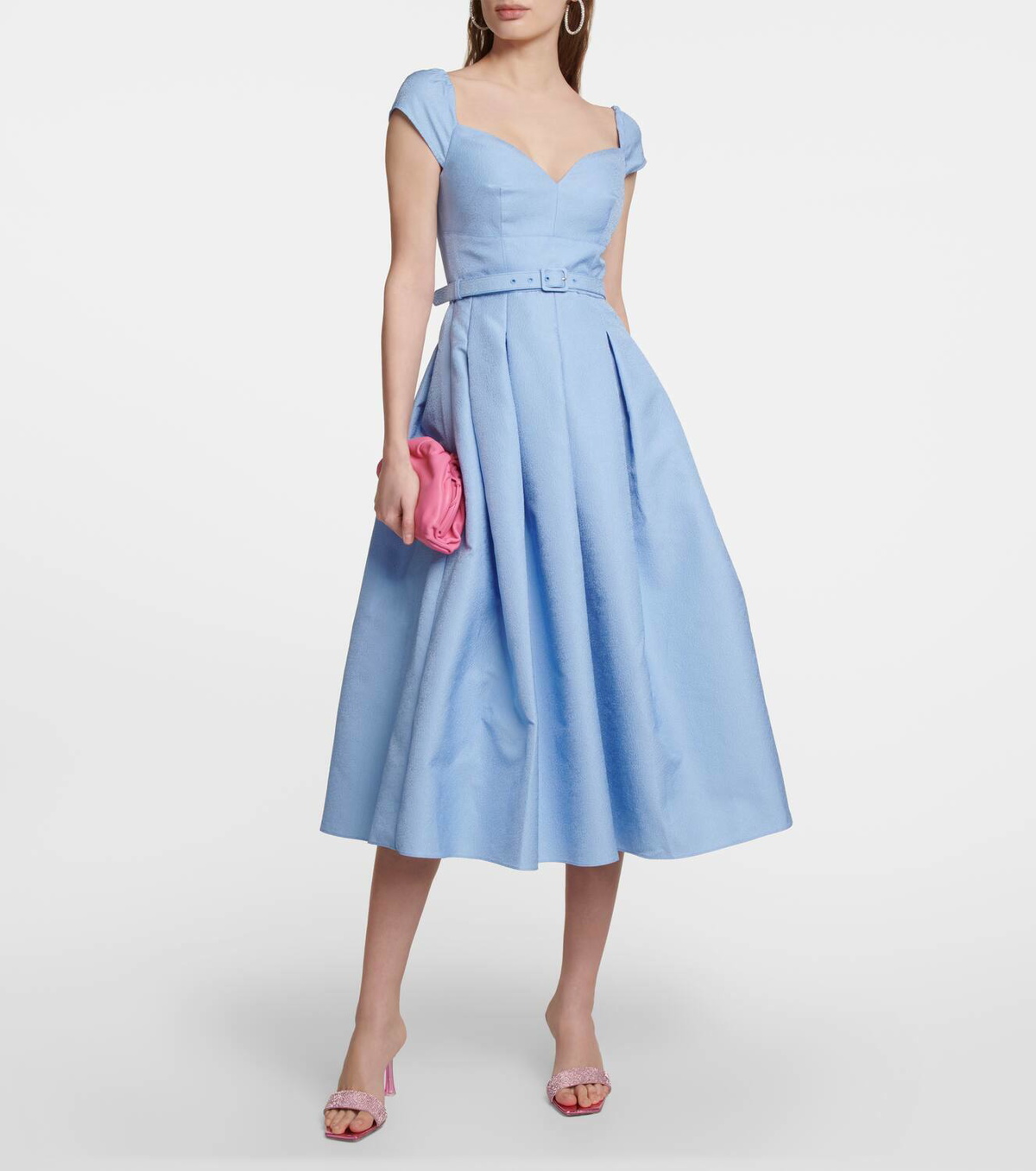 パーティードレス Self-Portrait Taffeta' Blue Polyester Dress Blue Tailored Taffeta Midi Dress – self-portrait-EU