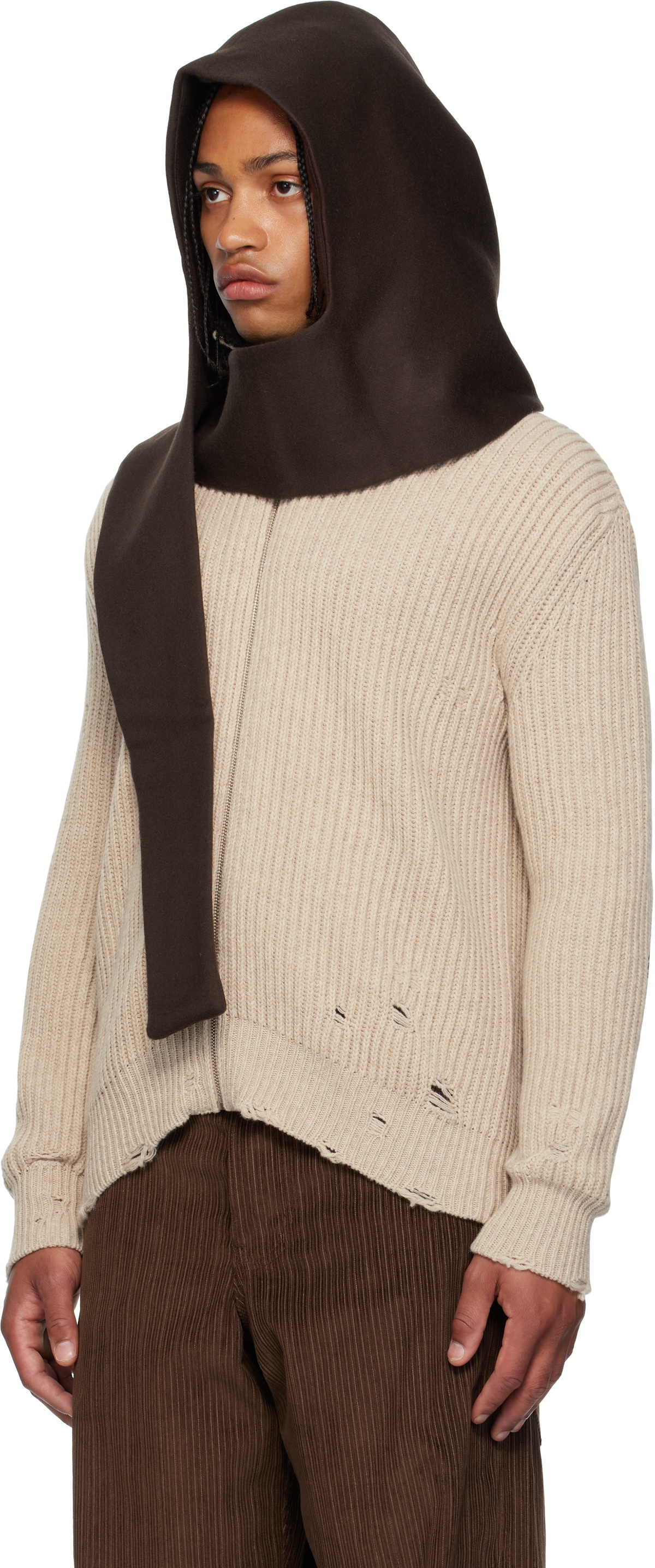 colbo Brown Head Wrap Hooded Scarf