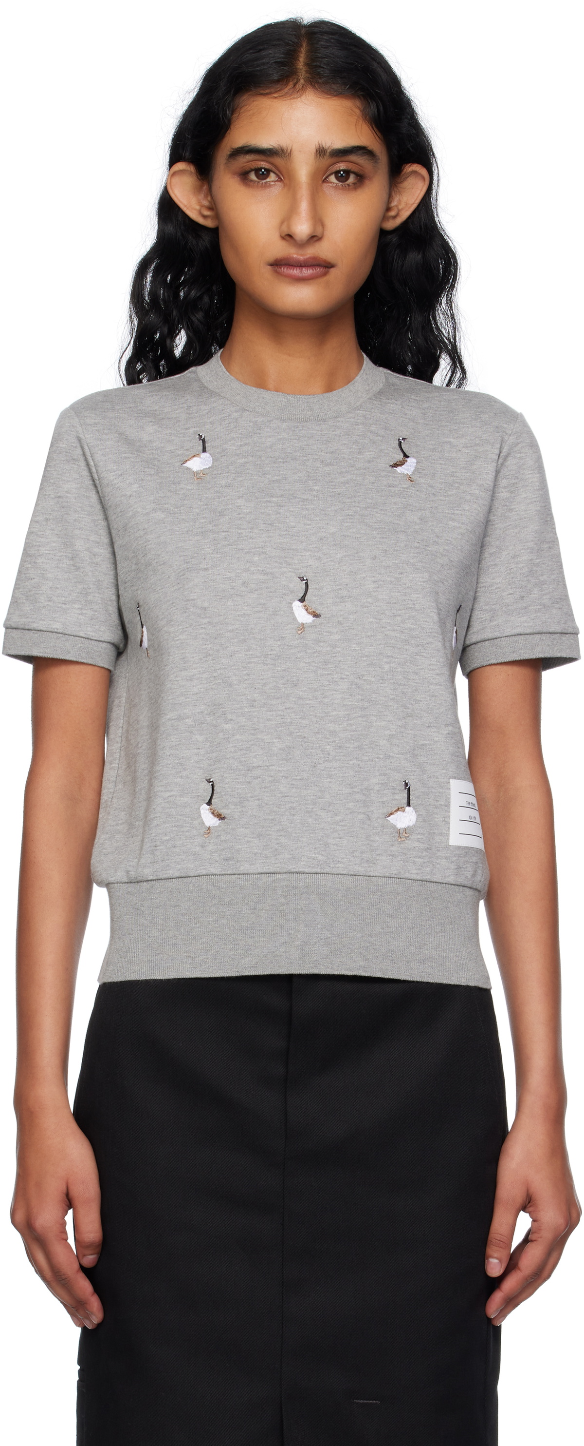 Thom Browne Gray Cotton Milano Geese T-shirt