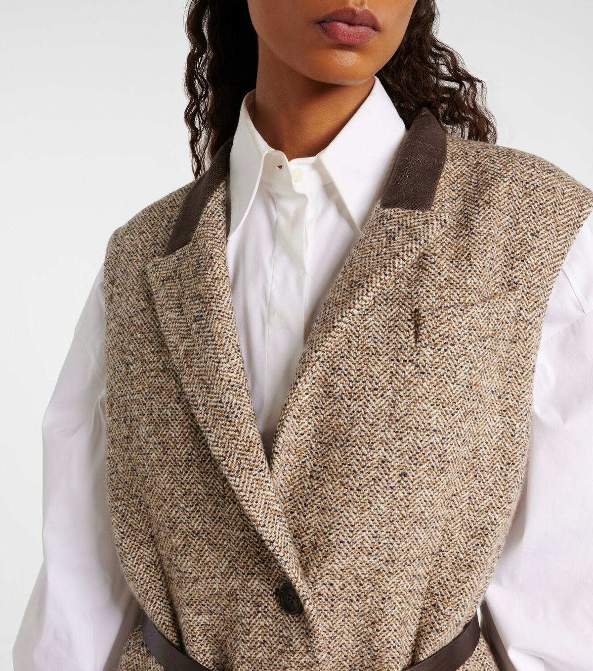 Brunello Cucinelli Belted wool and silk-blend vest