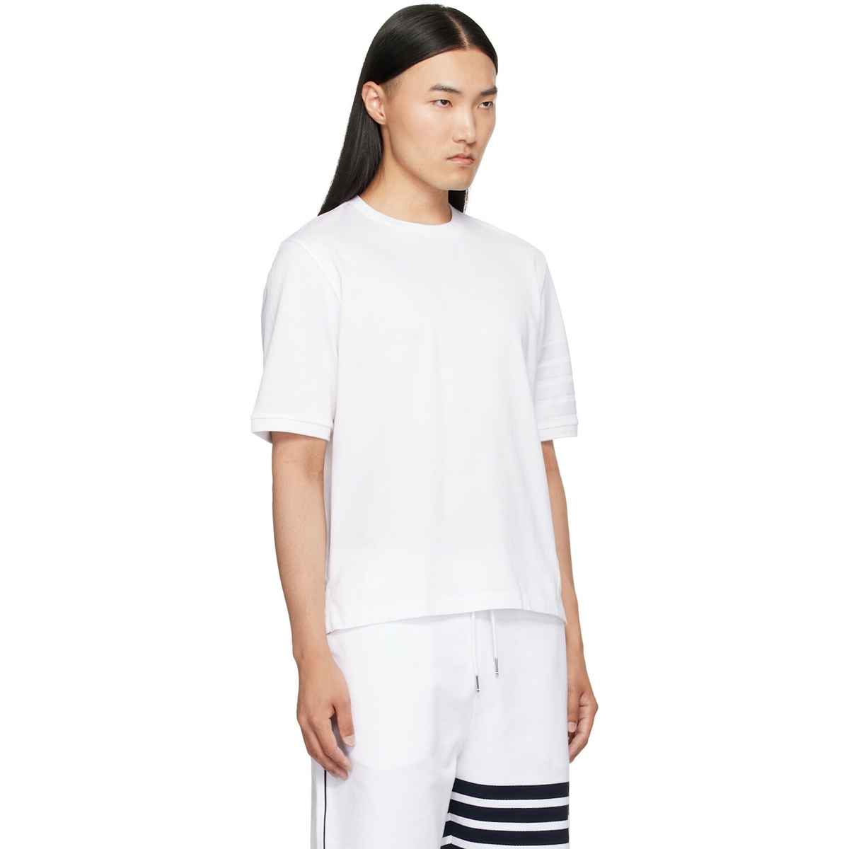 Thom Browne White Jersey Ottoman 4-Bar T-Shirt