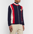 Gucci - Logo-Appliquéd Striped Wool Zip-Up Sweater - Blue