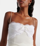Alessandra Rich Lace-trimmed silk georgette midi dress