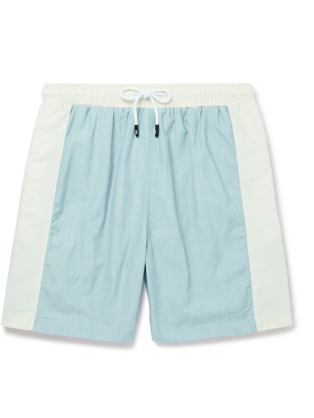 Photo: Solid & Striped - The California Slim-Fit Mid-Length Cotton-Blend Chambray Swim Shorts - Blue