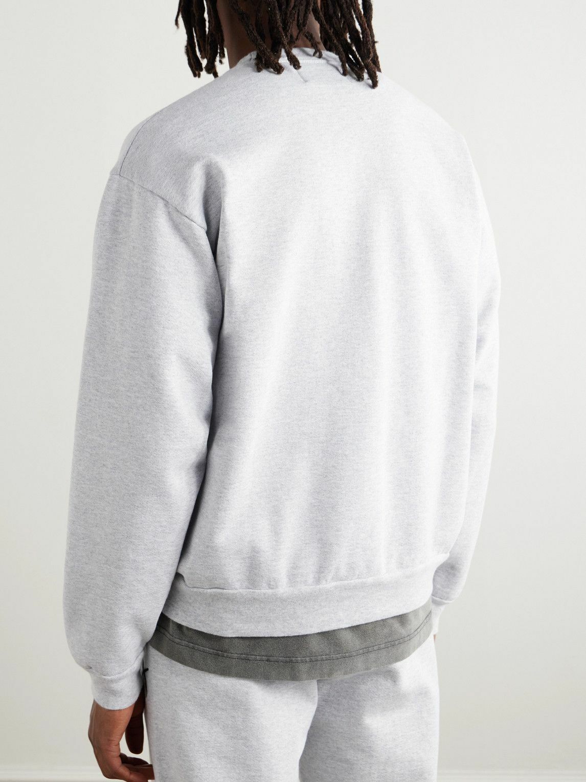 Local Authority LA - LA Slash Logo-Embroidered Cotton-Jersey Sweatshirt - Gray