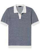 THOM SWEENEY - Mélange Cotton and Linen-Blend Polo Shirt - Blue