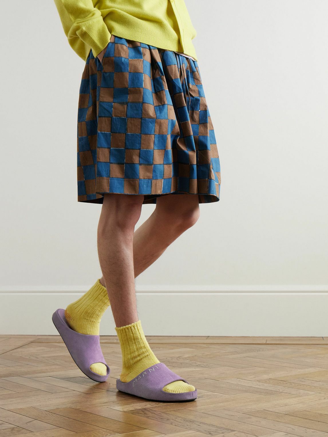 Marni - Logo-Embroidered Suede Slides - Purple