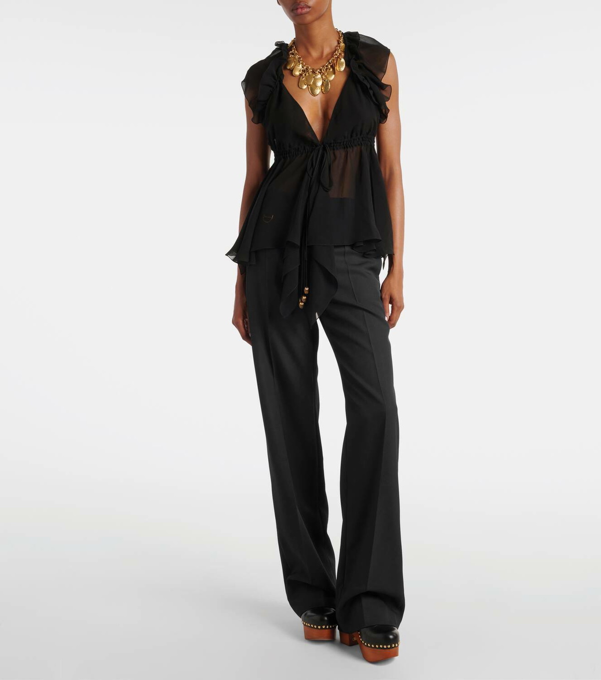 Chloé Ruffled silk chiffon top