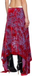 Masha Popova Red & Purple Silk Velvet Handkerchief Maxi Skirt