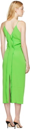 Victoria Beckham Green Vented Midi Dress