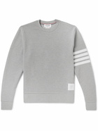 Thom Browne - Striped Ribbed Cotton-Jersey Sweatshirt - Gray