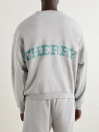 Cherry Los Angeles - Logo-Embroidered Cotton-Jersey Zip-Up Sweatshirt - Gray