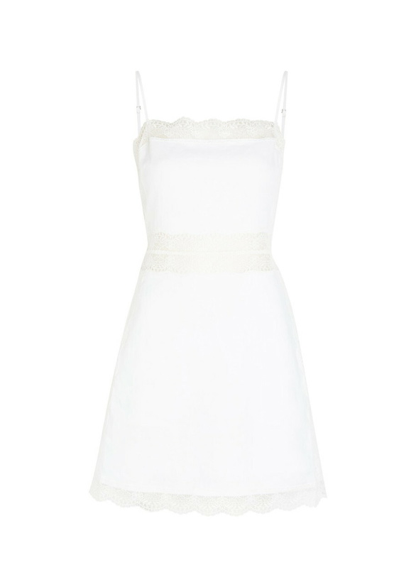 Photo: Staud Amalina Lace and Linen Mini Dress White
