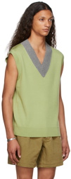 Dries Van Noten Green & Grey Merino Wool Vest
