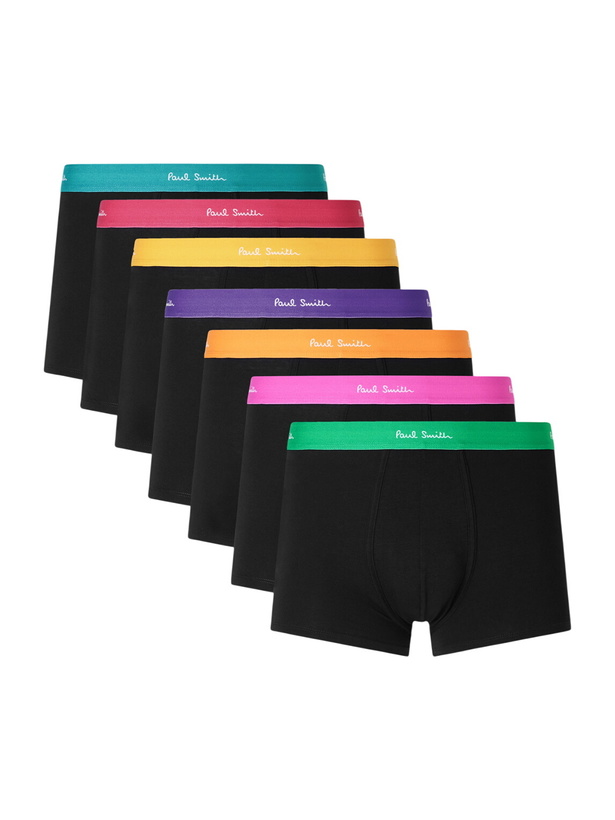 Photo: Paul Smith - Seven-Pack Stretch Organic Cotton-Jersey Boxer Briefs - Multi