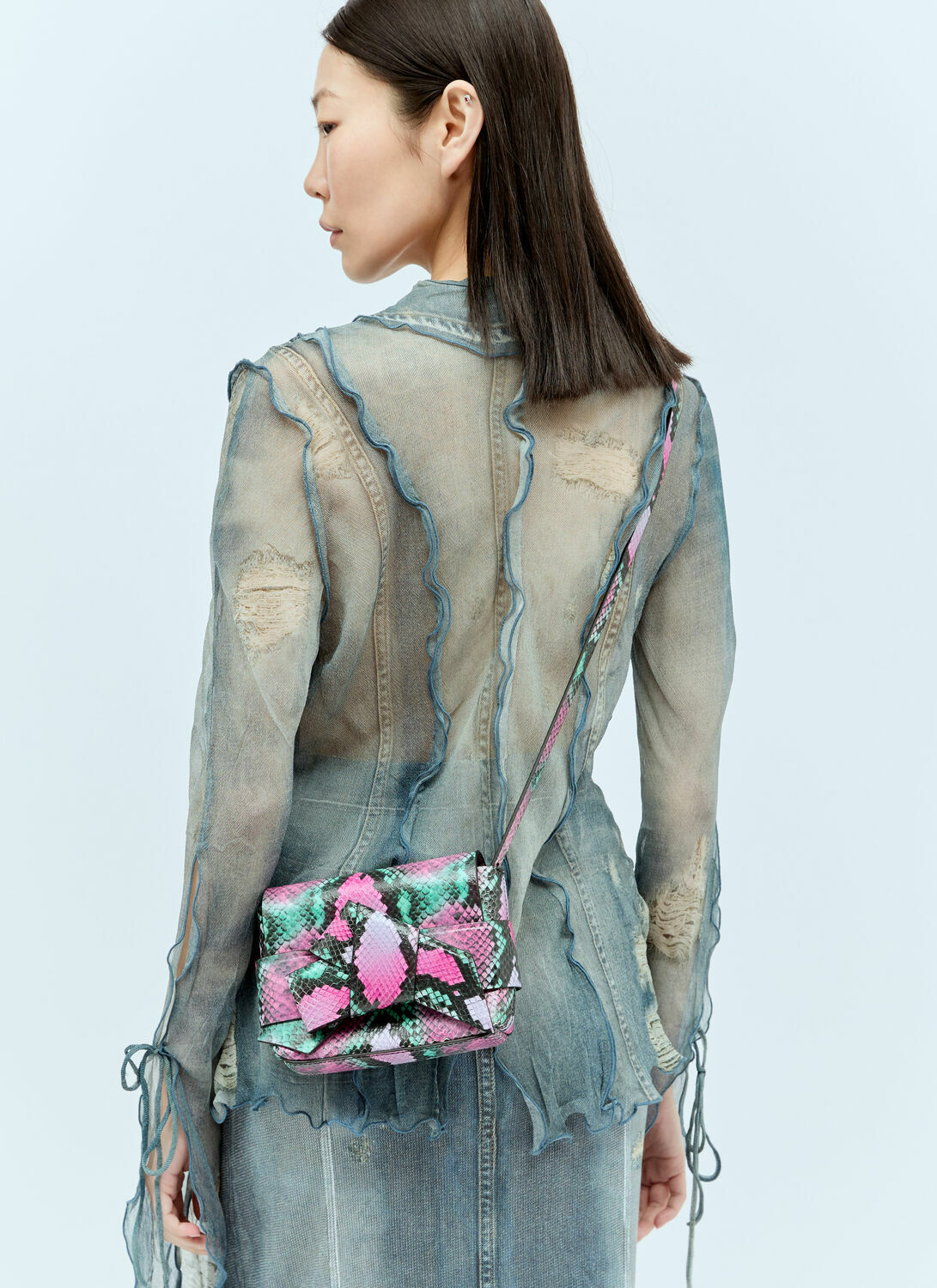 Acne Studios Snake Embossed Shoulder Bag