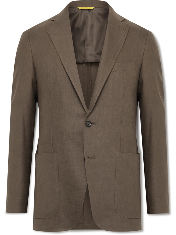 Photo: CANALI - Kei Slim-Fit Linen and Wool-Blend Suit Jacket - Brown
